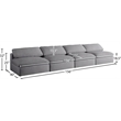 Meridian Furniture Serene Deluxe Gray Linen Fabric Modular Armless Sofa