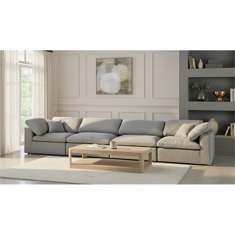 Meridian Furniture Serene Gray Durable Linen Fabric Deluxe Modular Sofa