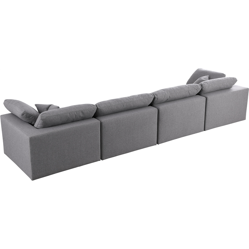 Meridian Furniture Serene Gray Durable Linen Fabric Deluxe Modular Sofa