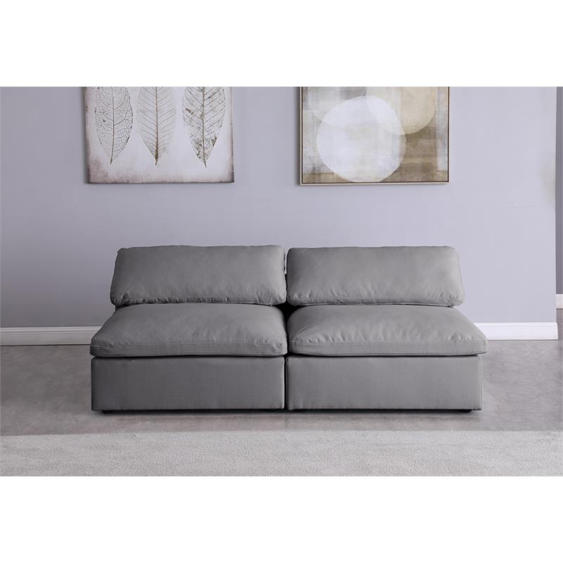 Meridian Furniture Serene Deluxe Gray Linen Fabric Modular Armless Sofa