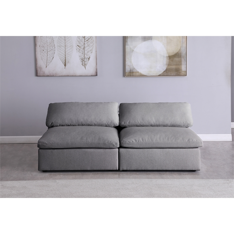 Meridian Furniture Serene Deluxe Gray Linen Fabric Modular Armless Sofa