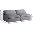 Meridian Furniture Serene Deluxe Gray Linen Fabric Modular Armless Sofa