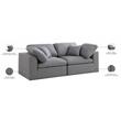 Meridian Furniture Serene Gray Durable Linen Fabric Deluxe Modular Sofa