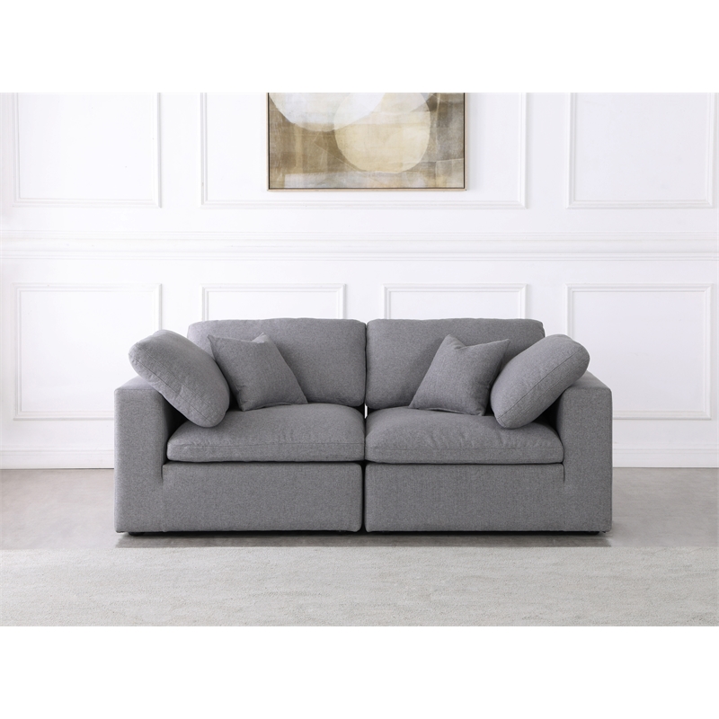 Meridian Furniture Serene Gray Durable Linen Fabric Deluxe Modular Sofa