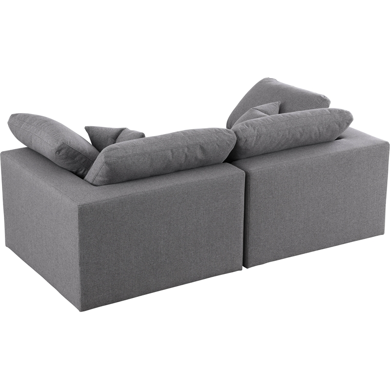 Meridian Furniture Serene Gray Durable Linen Fabric Deluxe Modular Sofa