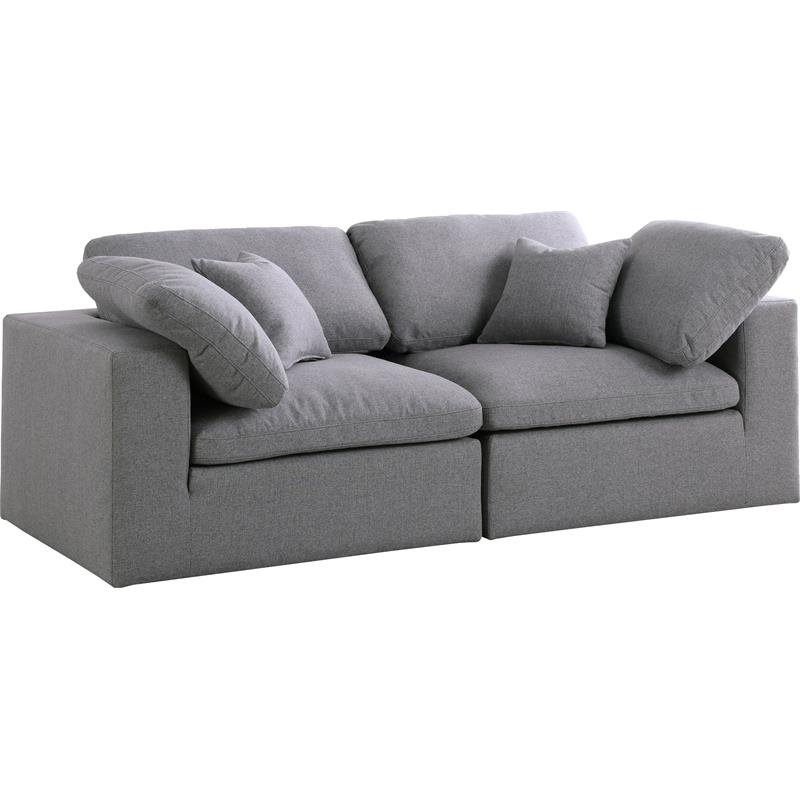 Meridian Furniture Serene Gray Durable Linen Fabric Deluxe Modular Sofa