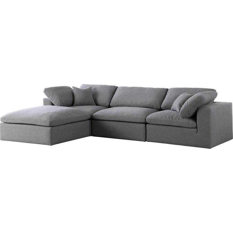 Meridian Furniture Serene Gray Durable Linen Fabric Modular Sectional
