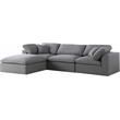 Meridian Furniture Serene Gray Durable Linen Fabric Modular Sectional