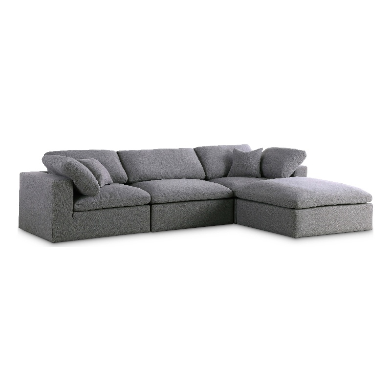 Meridian Furniture Serene Gray Durable Linen Fabric Modular Sectional