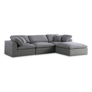 Meridian Furniture Serene Gray Durable Linen Fabric Modular Sectional