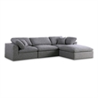 Meridian Furniture Serene Gray Durable Linen Fabric Modular Sectional