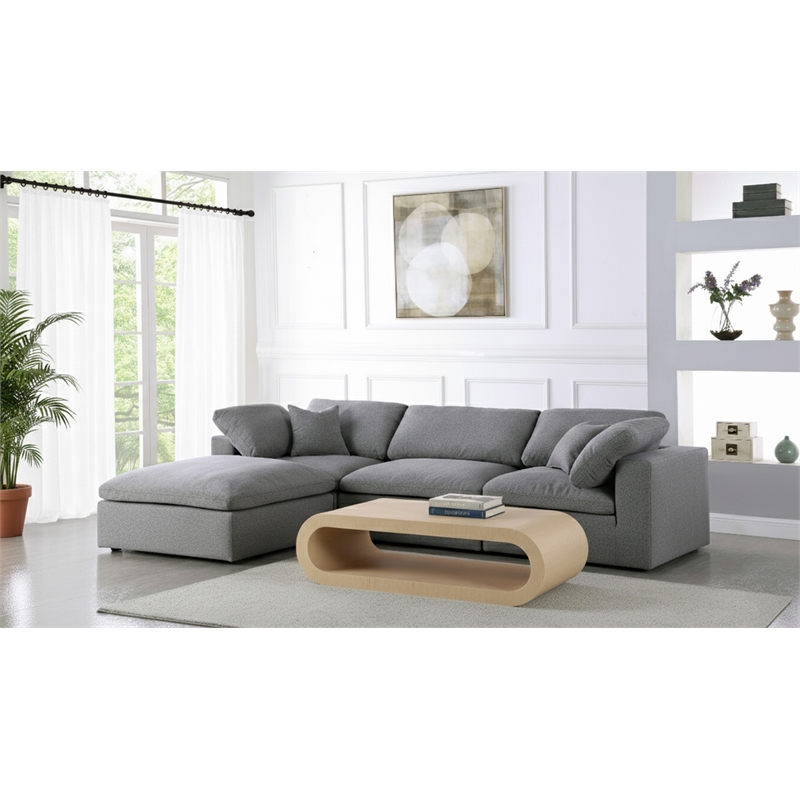Meridian Furniture Serene Gray Durable Linen Fabric Modular Sectional