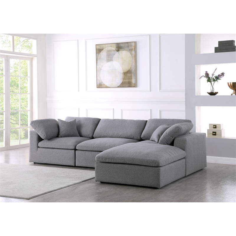 Meridian Furniture Serene Gray Durable Linen Fabric Modular Sectional