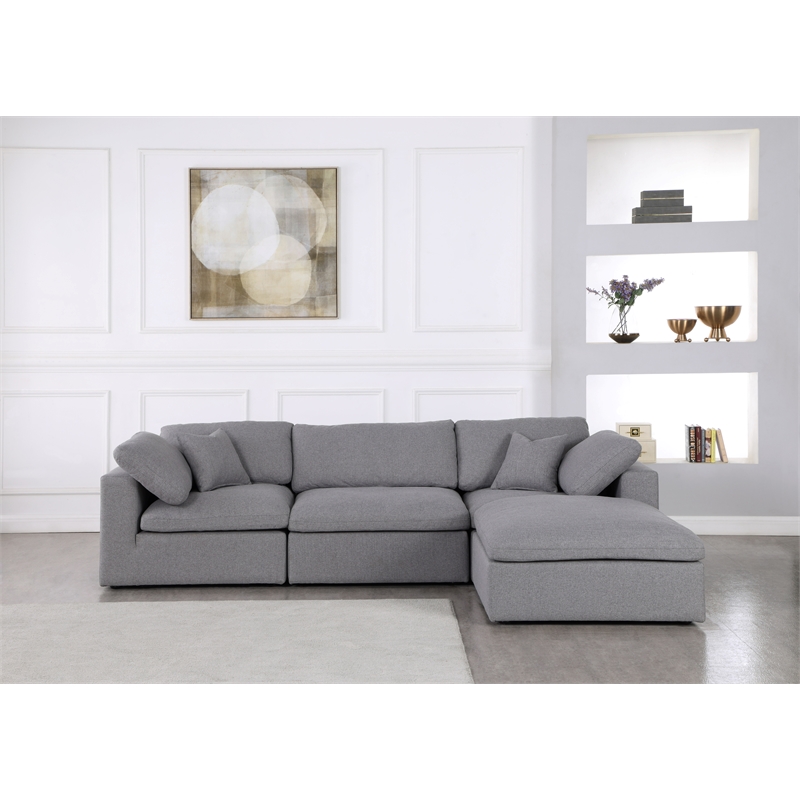 Meridian Furniture Serene Gray Durable Linen Fabric Modular Sectional