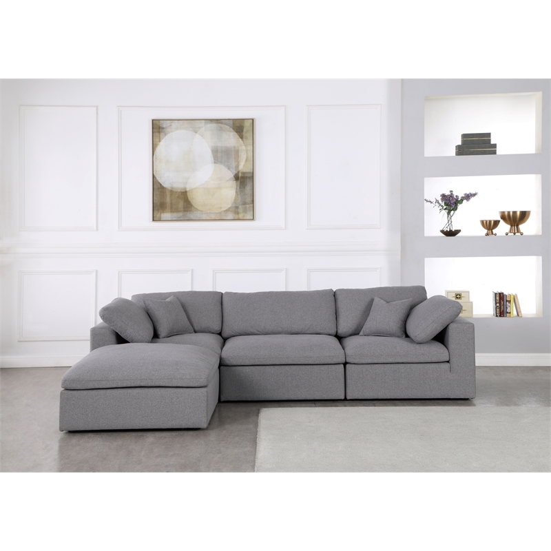 Meridian Furniture Serene Gray Durable Linen Fabric Modular Sectional