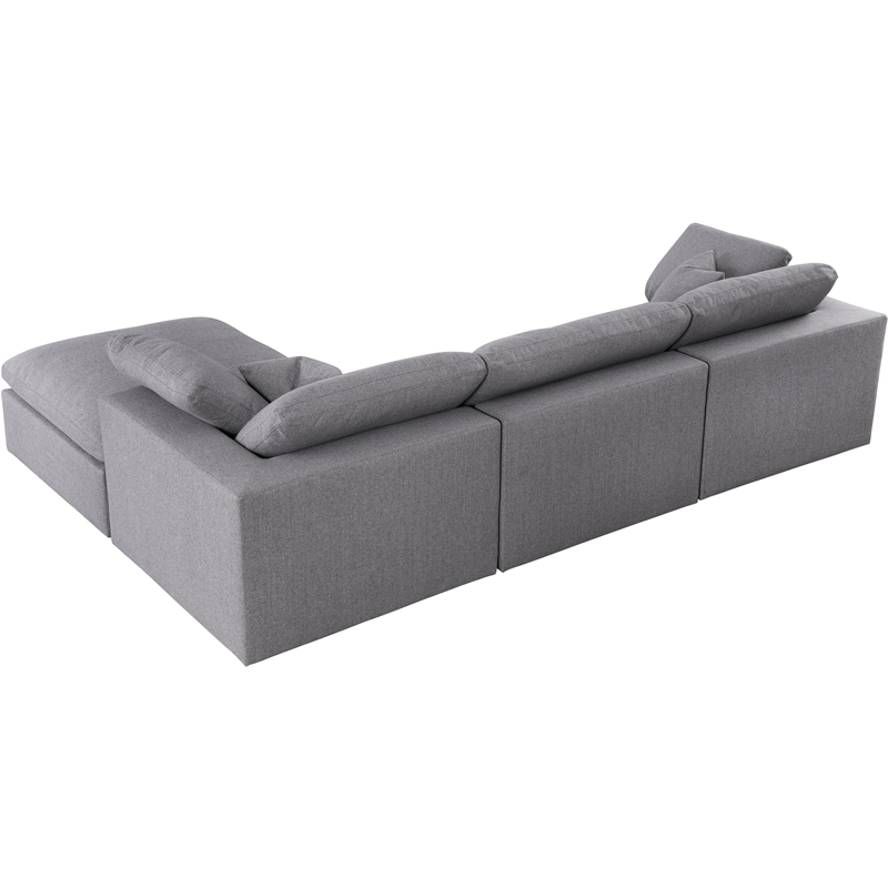 Meridian Furniture Serene Gray Durable Linen Fabric Modular Sectional