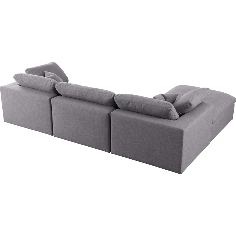 Meridian Furniture Serene Gray Durable Linen Fabric Modular Sectional
