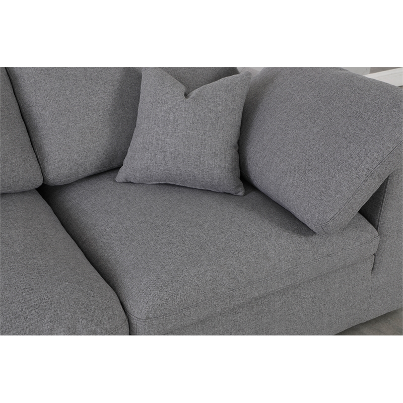 Meridian Furniture Serene Gray Durable Linen Fabric Modular Sectional