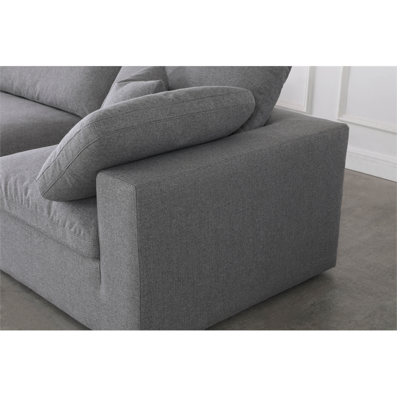 Meridian Furniture Serene Gray Durable Linen Fabric Modular Sectional