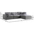Meridian Furniture Serene Gray Durable Linen Fabric Modular Sectional
