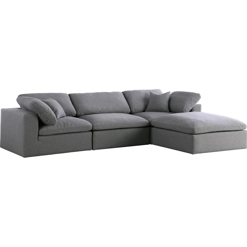 Meridian Furniture Serene Gray Durable Linen Fabric Modular Sectional