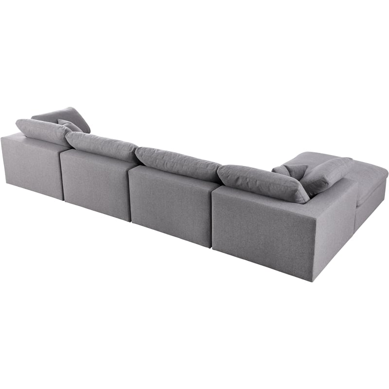 Meridian Furniture Serene Gray Durable Linen Fabric Modular Sectional