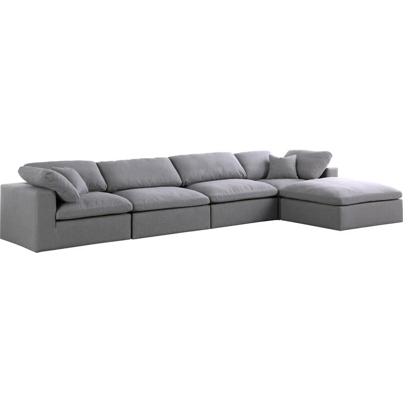 Meridian Furniture Serene Gray Durable Linen Fabric Modular Sectional