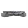 Meridian Furniture Serene Gray Durable Linen Fabric Modular Sectional