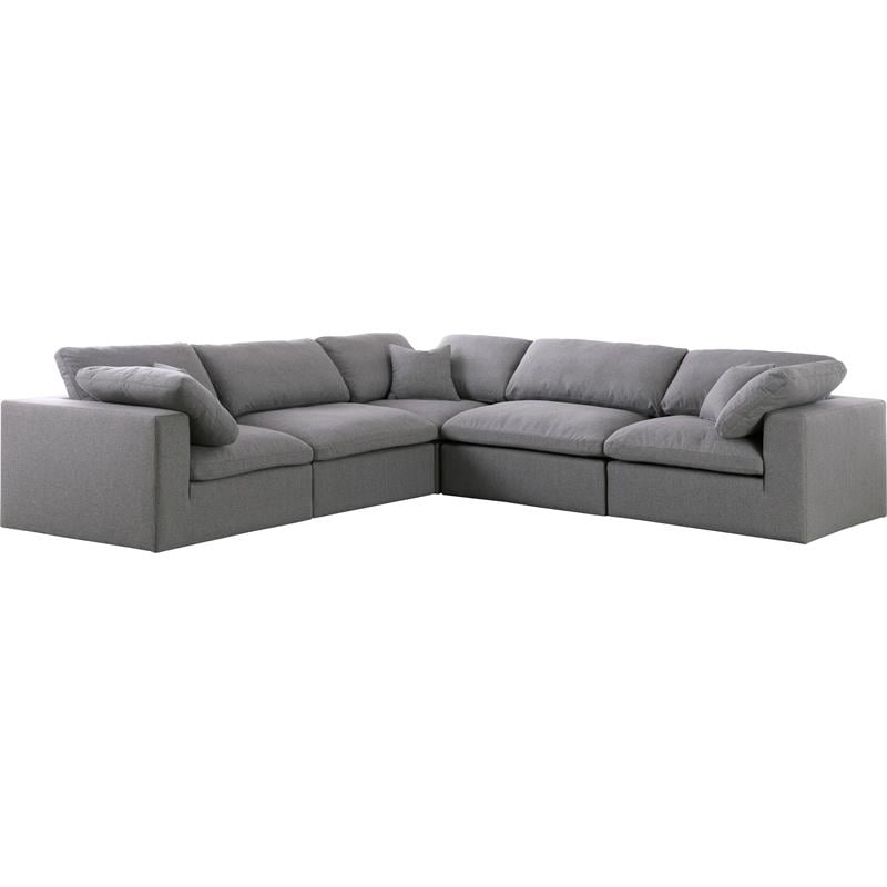Meridian Furniture Serene Gray Durable Linen Fabric Modular Sectional