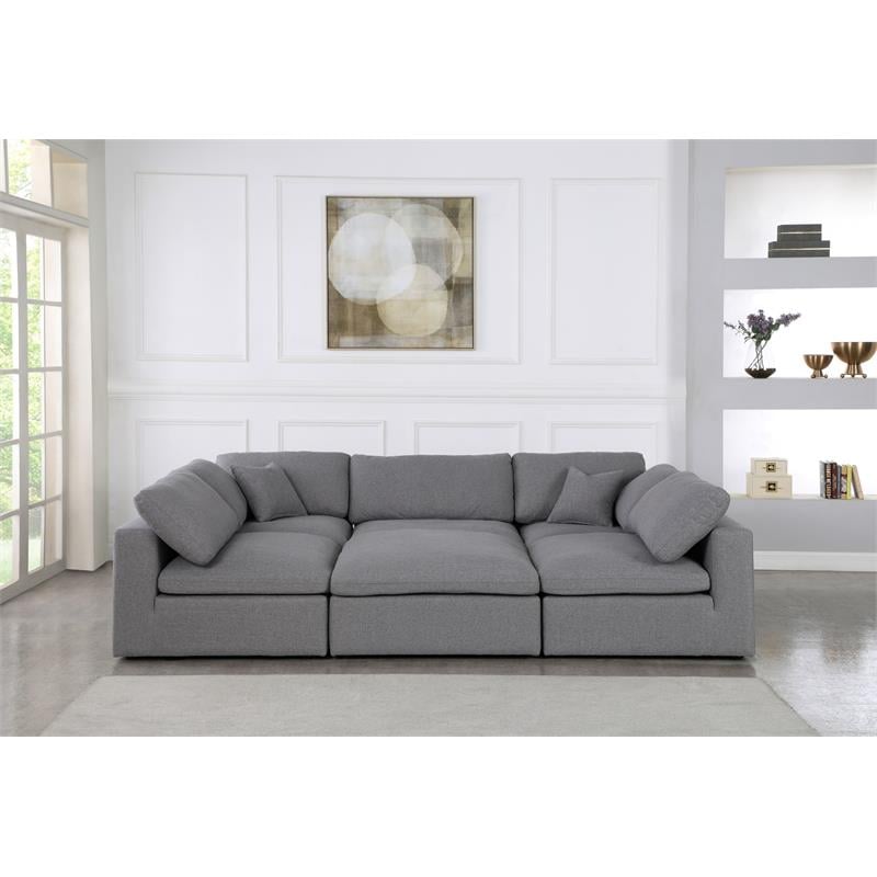 Meridian Furniture Serene Gray Durable Linen Fabric Modular Sectional