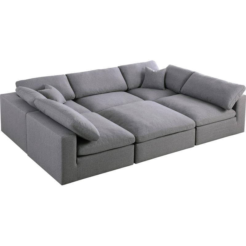 Meridian Furniture Serene Gray Durable Linen Fabric Modular Sectional