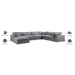 Meridian Furniture Serene Gray Durable Linen Fabric Modular Sectional