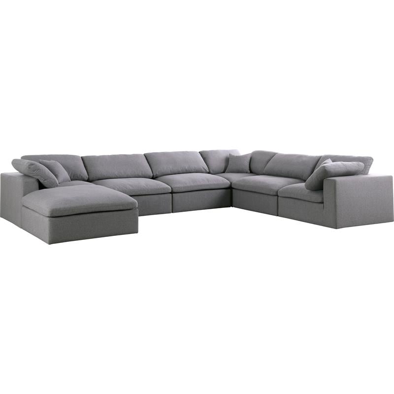 Meridian Furniture Serene Gray Durable Linen Fabric Modular Sectional