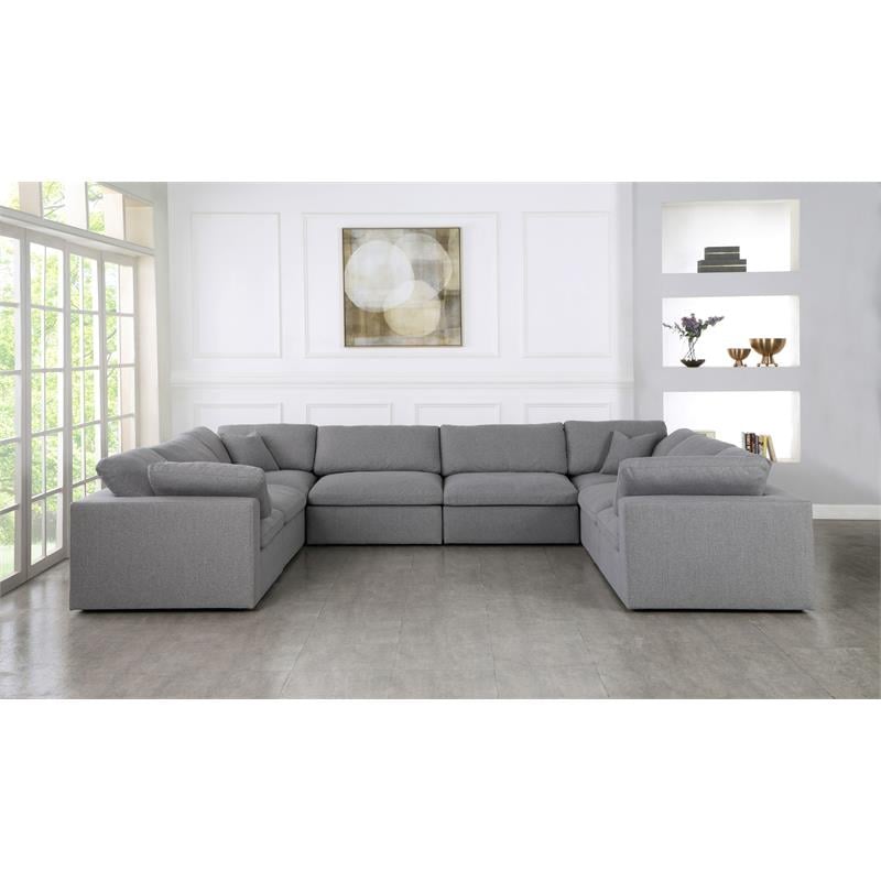 Meridian Furniture Serene Gray Durable Linen Fabric Modular Sectional