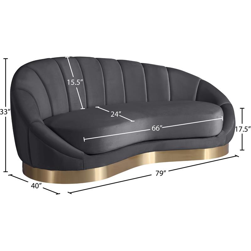 Meridian Furniture Shelly Gray Velvet Chaise