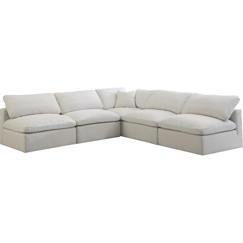 Cream/5-Piece: 4 Armless Chair, 1 Corner Chair