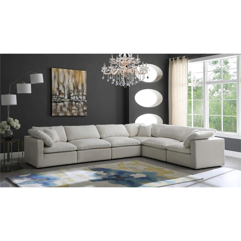 Meridian Furniture Plush Standard Cream Velvet Modular Sectional