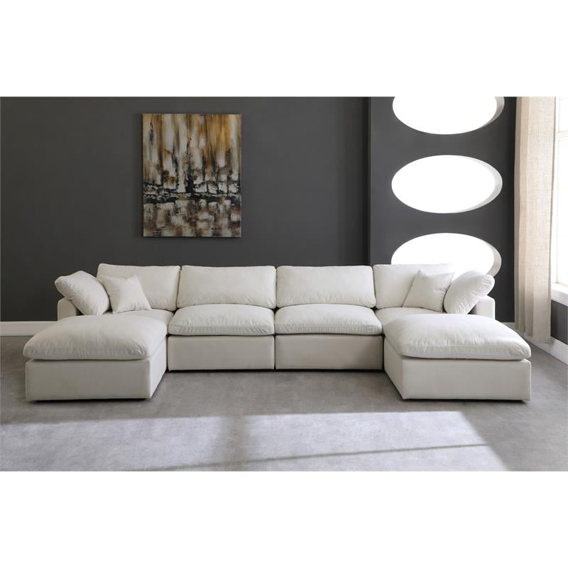 Meridian Furniture Plush Standard Cream Velvet Modular Sectional