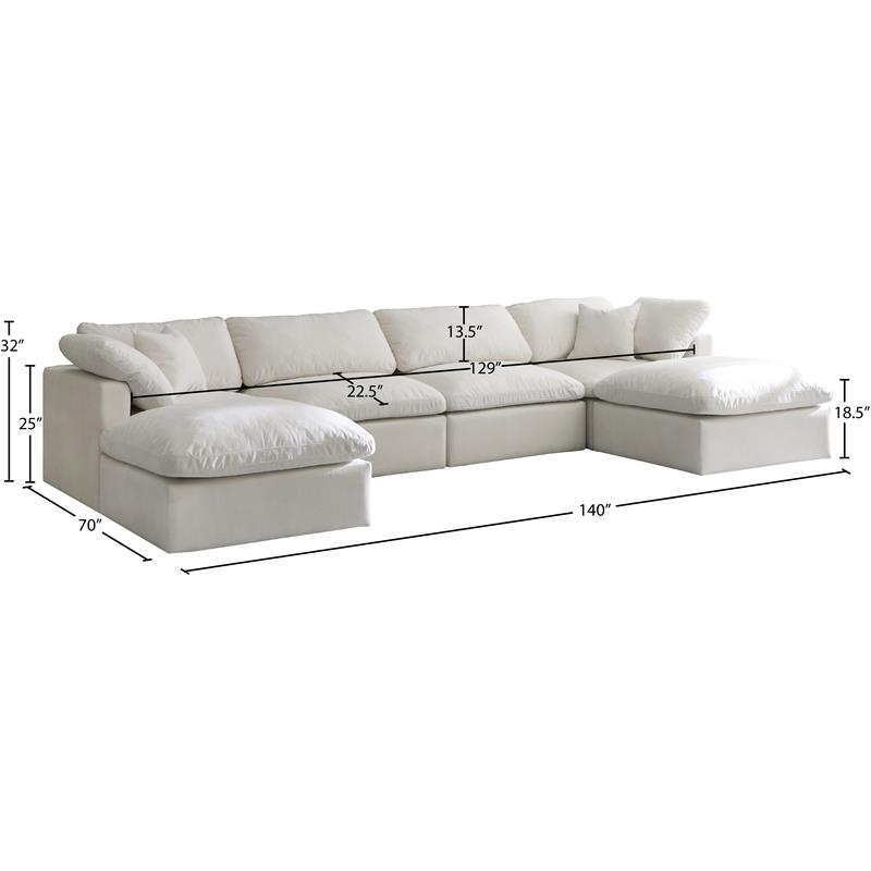 Meridian Furniture Plush Standard Cream Velvet Modular Sectional