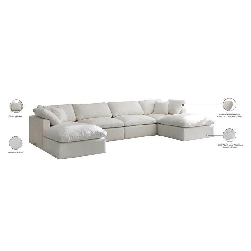 Meridian Furniture Plush Standard Cream Velvet Modular Sectional