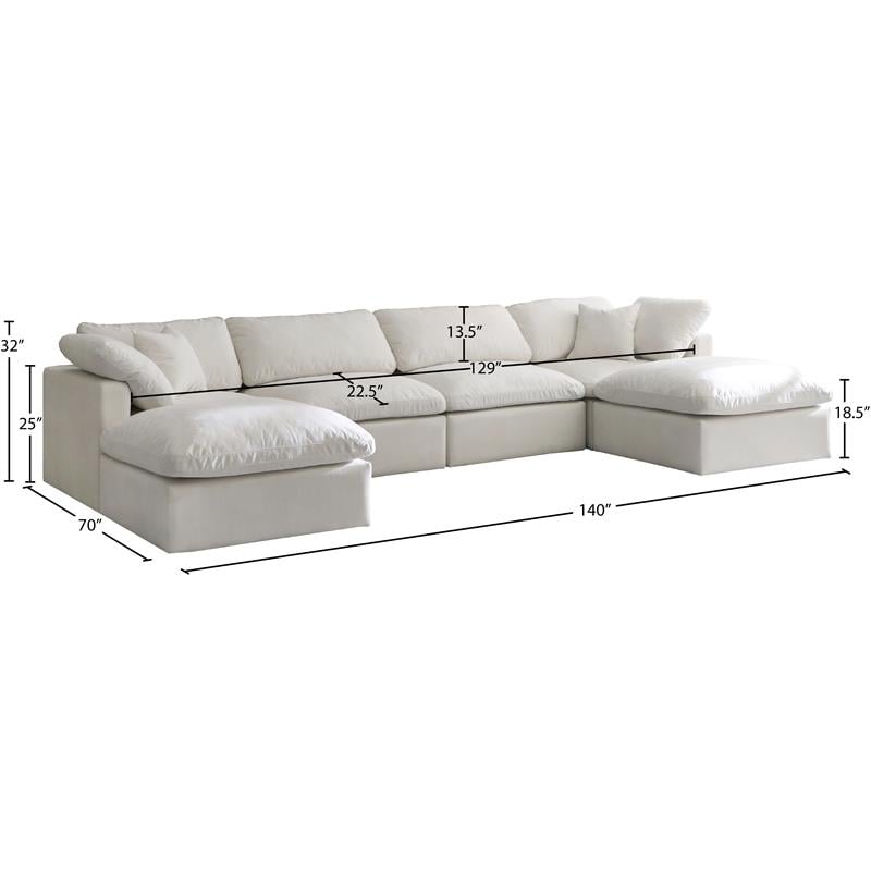 Meridian Furniture Plush Standard Cream Velvet Modular Sectional