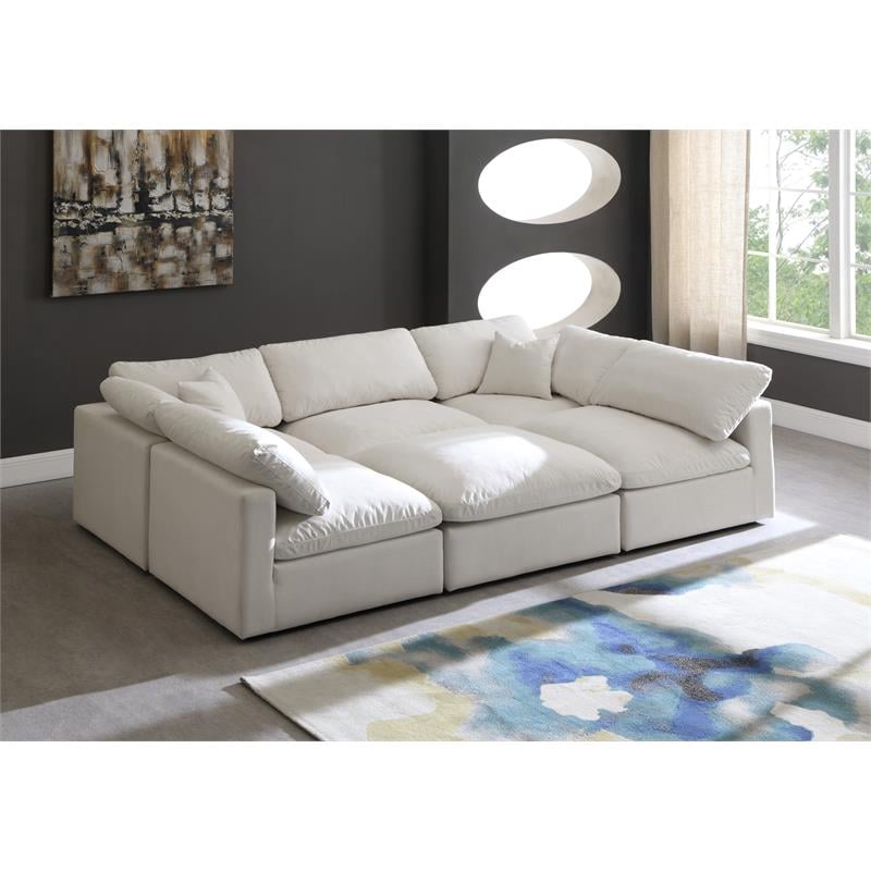 Meridian Furniture Plush Standard Cream Velvet Modular Sectional