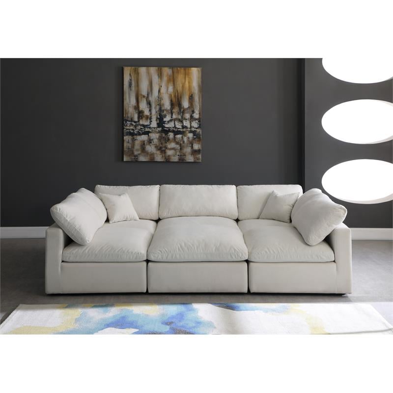 Meridian Furniture Plush Standard Cream Velvet Modular Sectional