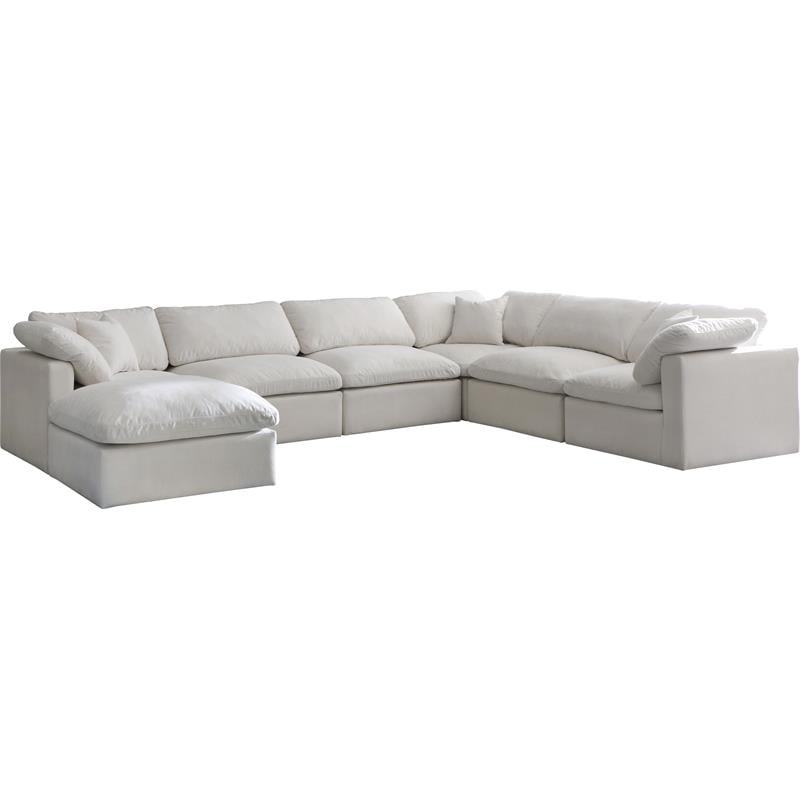 Meridian Furniture Plush Standard Cream Velvet Modular Sectional