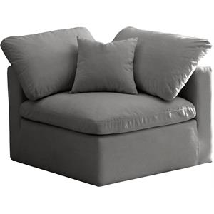 Meridian Furniture Plush Standard Gray Velvet Modular Corner Chair