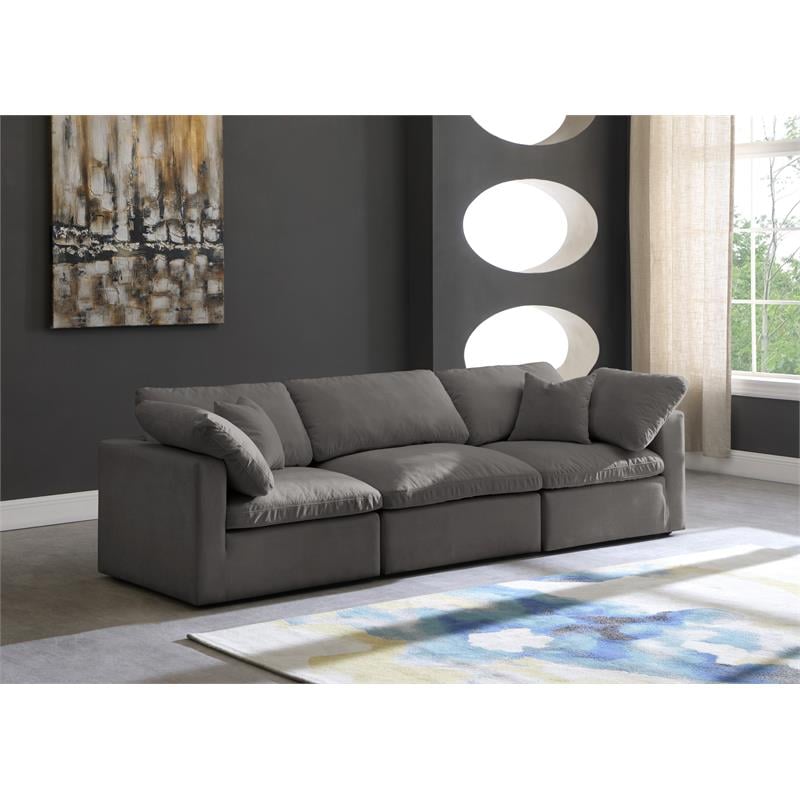 Meridian Furniture Plush Standard Gray Velvet Modular Sofa