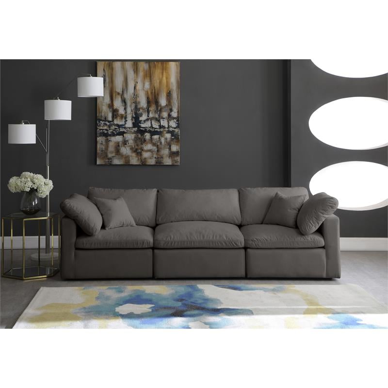 Meridian Furniture Plush Standard Gray Velvet Modular Sofa