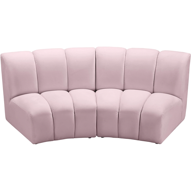Meridian Furniture Infinity Pink Velvet 2pc. Modular Sectional