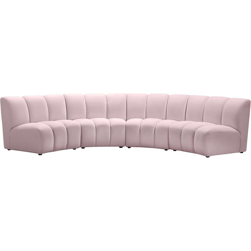 Meridian Furniture Infinity Pink Velvet 4pc. Modular Sectional