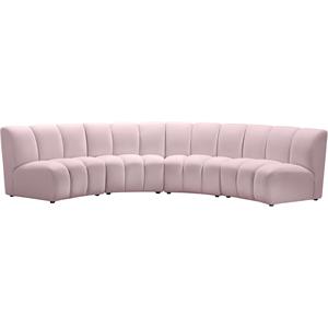 Meridian Furniture Infinity Pink Velvet 4pc. Modular Sectional